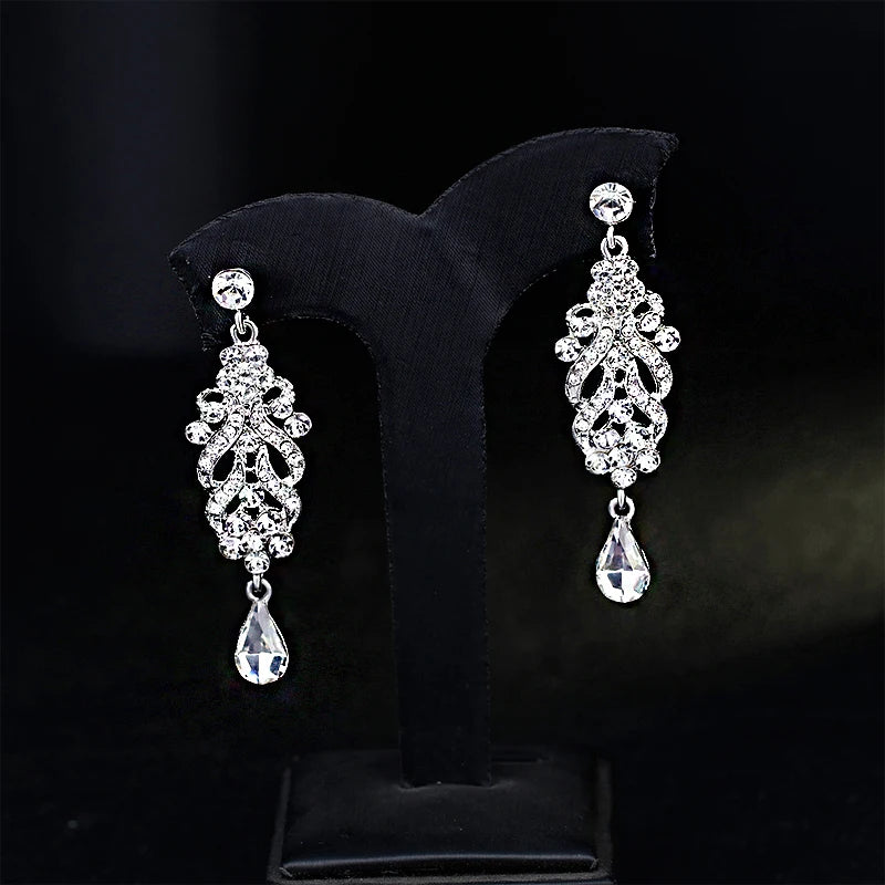 Shiny Crystal Zircon Long Stud Earrings for Women