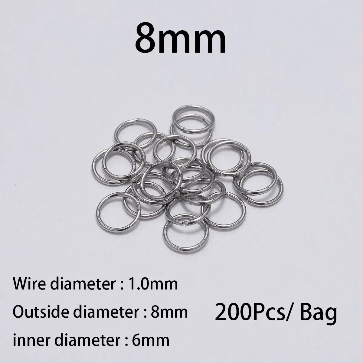 30-200Pcs 3-25mm Stainless Steel Split Ring