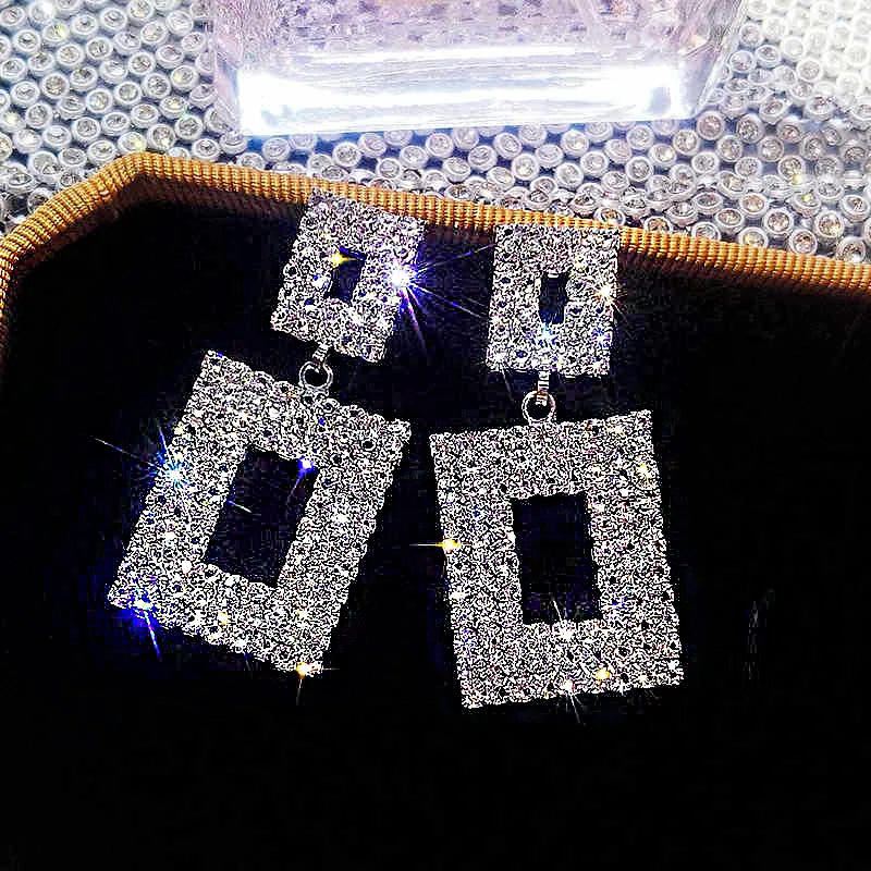 Shiny Crystal Zircon Long Stud Earrings for Women