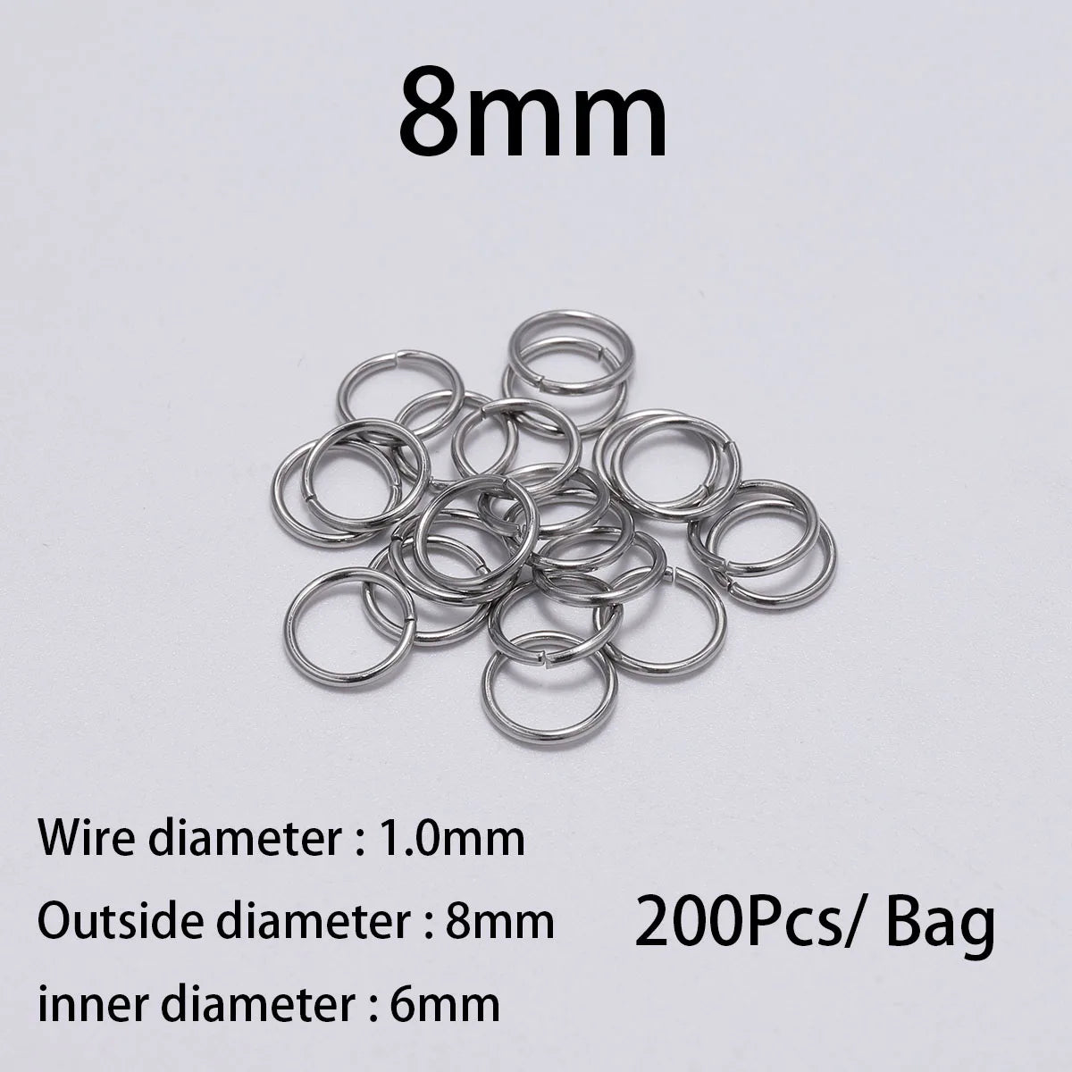 30-200Pcs 3-25mm Stainless Steel Split Ring