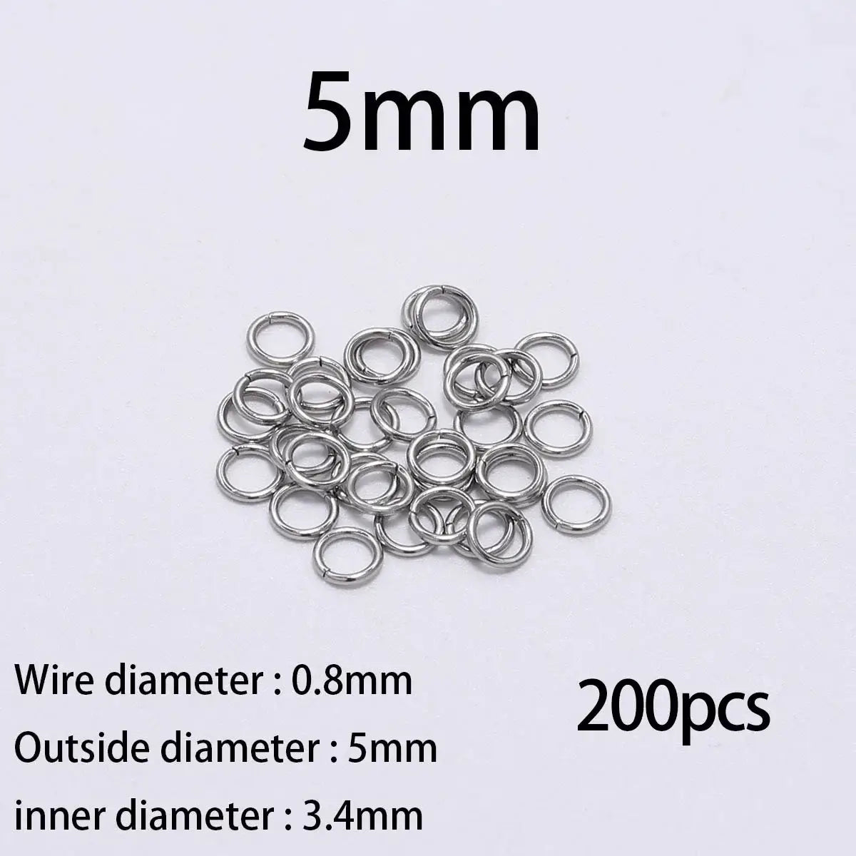 30-200Pcs 3-25mm Stainless Steel Split Ring