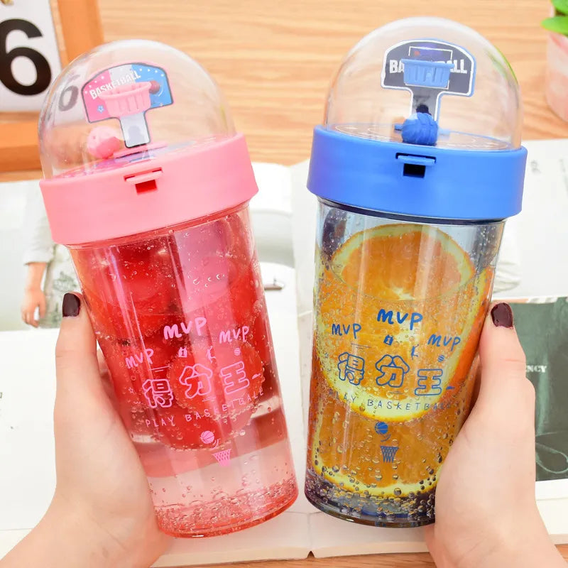Beckett™ basketball-shaped water bottle with secure lid, drop-resistant design, ideal for students and sports enthusiasts.