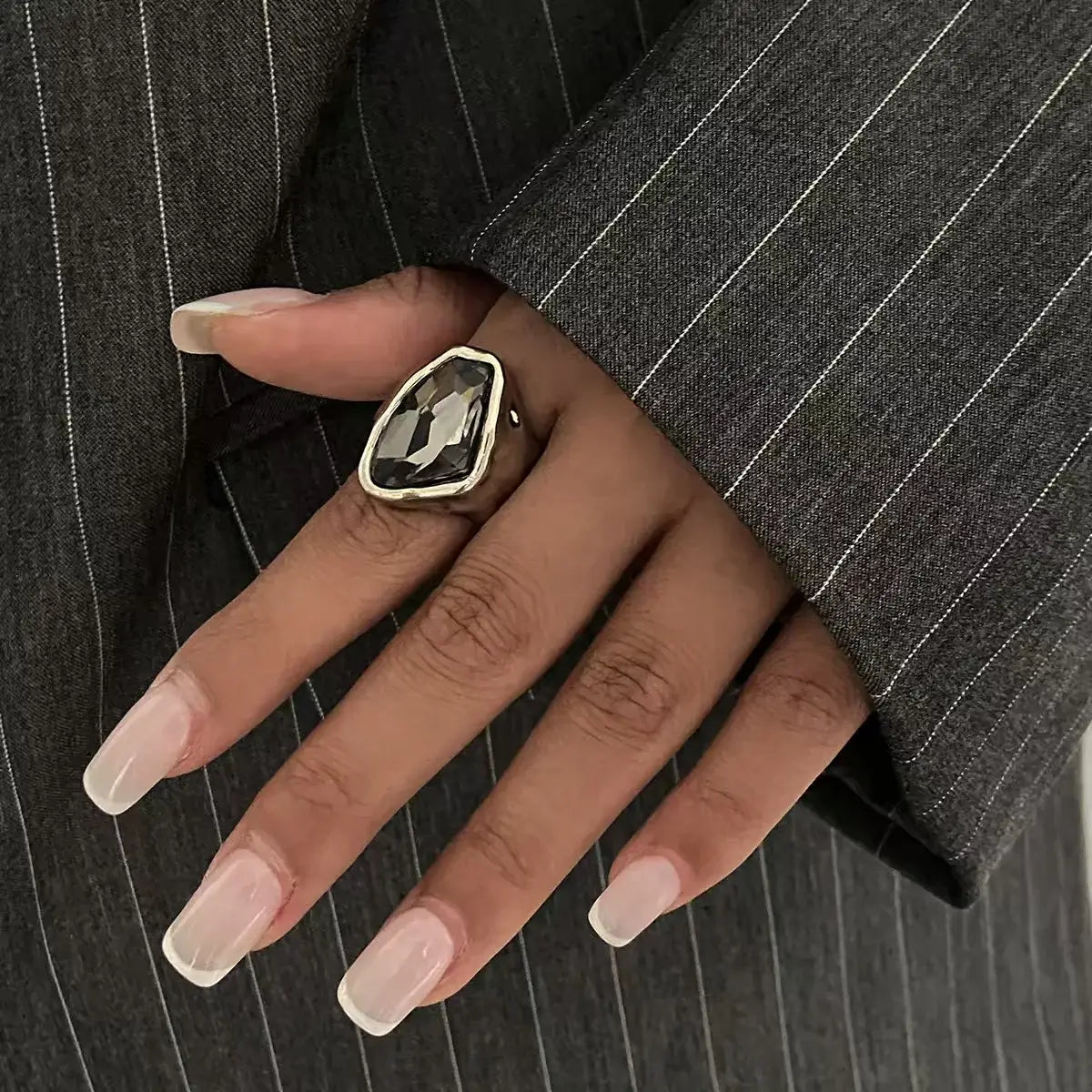 Minimalist Acrylic Rhinestone Open Ring