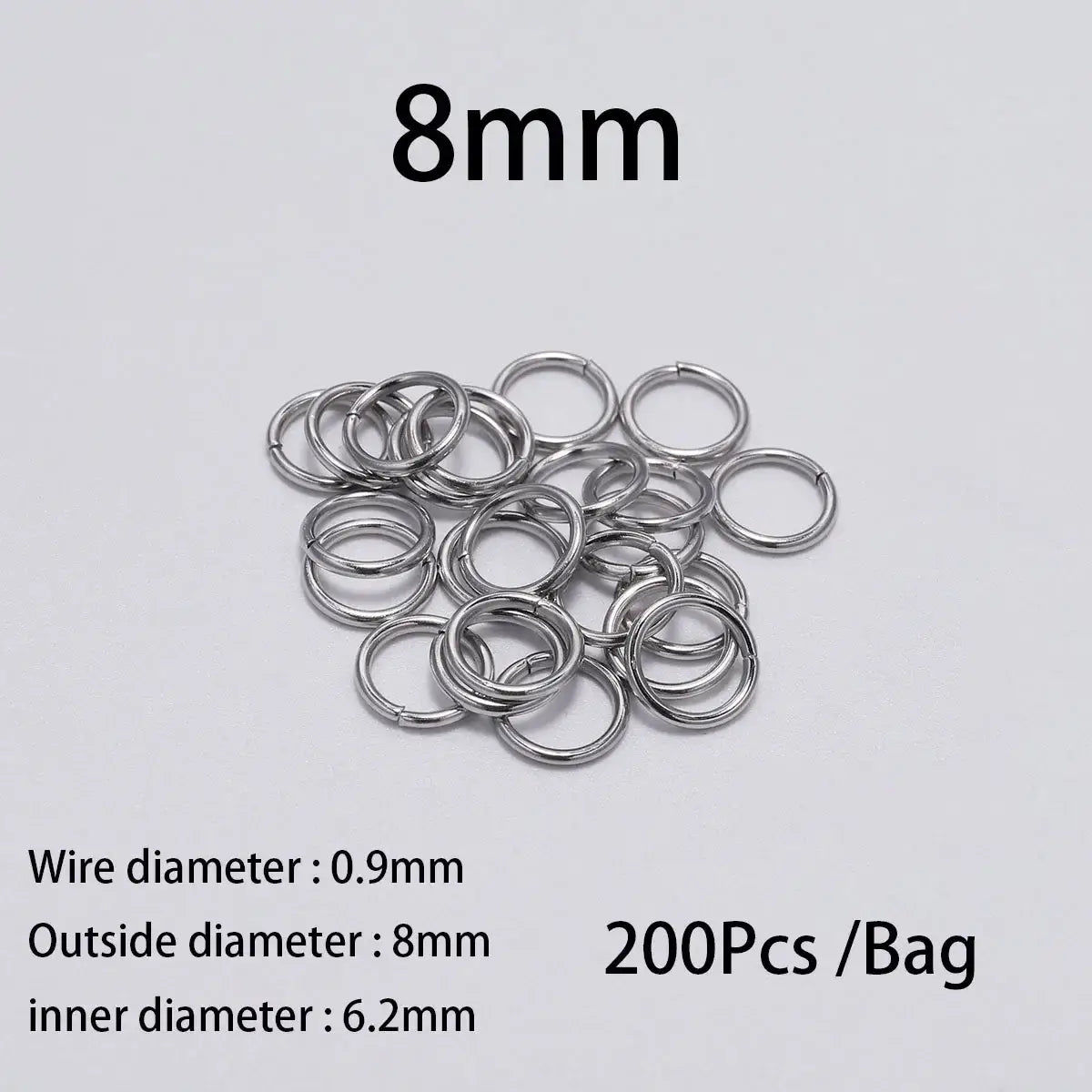 30-200Pcs 3-25mm Stainless Steel Split Ring