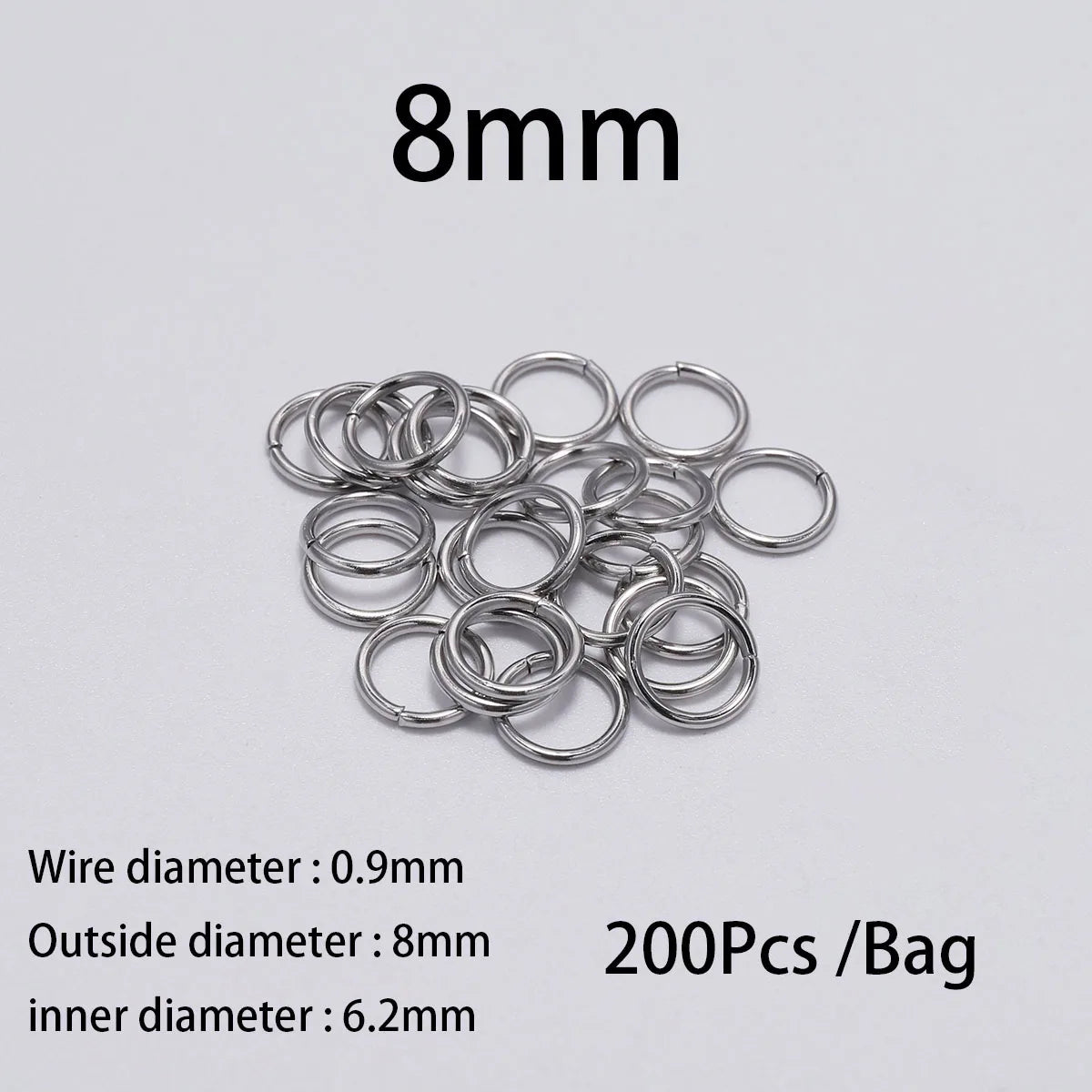 30-200Pcs 3-25mm Stainless Steel Split Ring