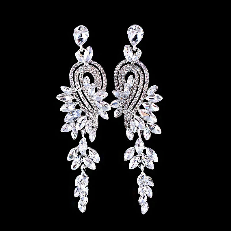 Shiny Crystal Zircon Long Stud Earrings for Women