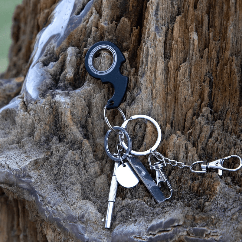 Beckett™ Fidget Keychain featuring colorful spinning and clicking components on a metal keyring.