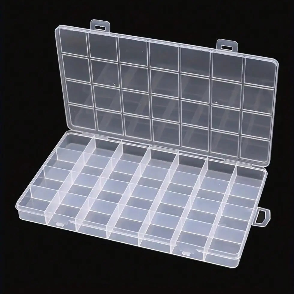 1pc Plastic 28-Grid Jewelry Storage Case