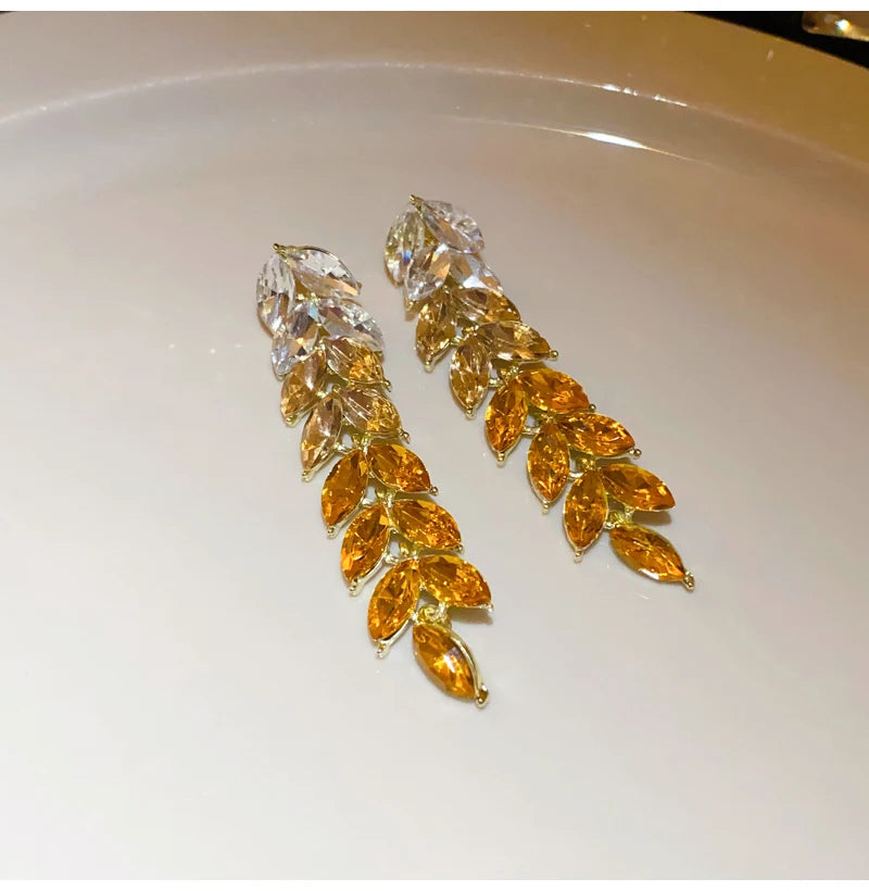 Shiny Crystal Zircon Long Stud Earrings for Women