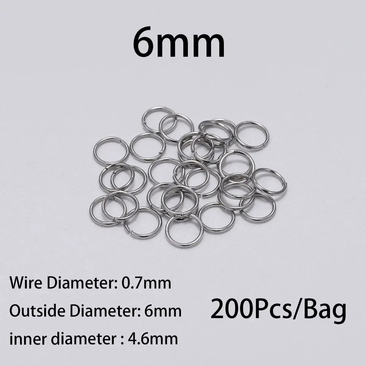 30-200Pcs 3-25mm Stainless Steel Split Ring