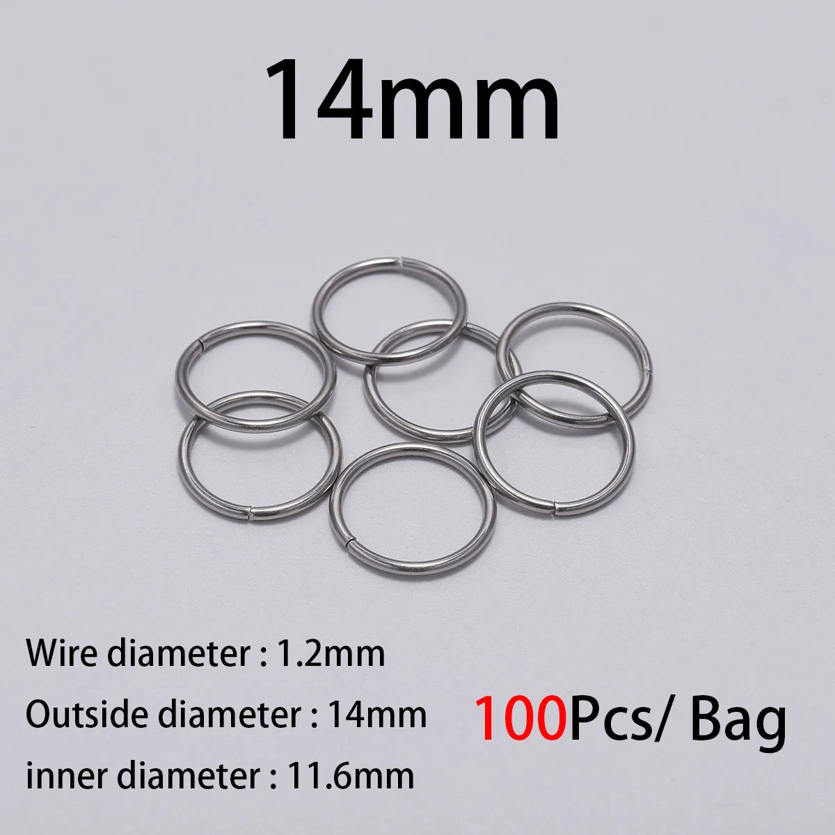 30-200Pcs 3-25mm Stainless Steel Split Ring