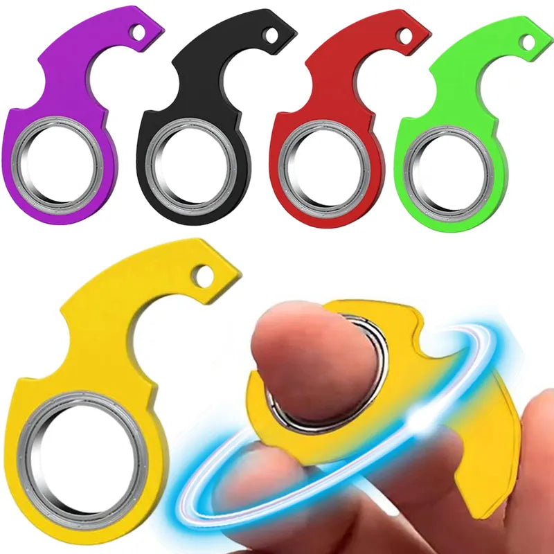 Beckett™ fidget keychain with spinning toy, designed for stress relief and boredom, attached to a keyring.