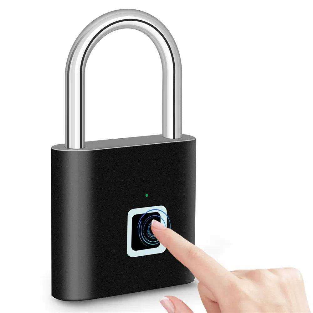 Beckett fingerprint lock, KERUI keyless USB-charging smart padlock with waterproof portable design