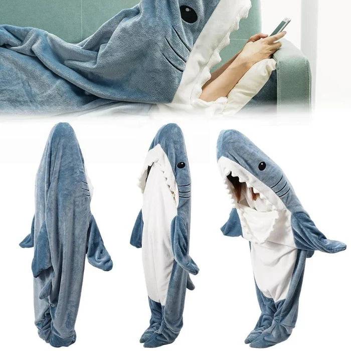 Beckett Shark Onesie featuring a soft, gray shark design with fins and tail, perfect for comfortable loungewear or sleepwear.