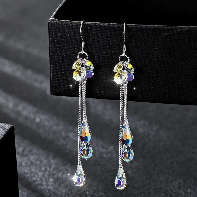 Shiny Crystal Zircon Long Stud Earrings for Women