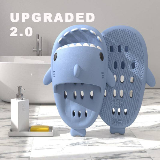 Kitchenvibe & more shark slippers with drain holes, quick-drying EVA shower shoes for women, pool slides, and beach sandals